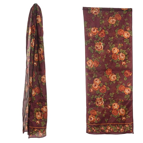 Runway Silk Rose Print Rectangular Scarf - Picture 1 of 4